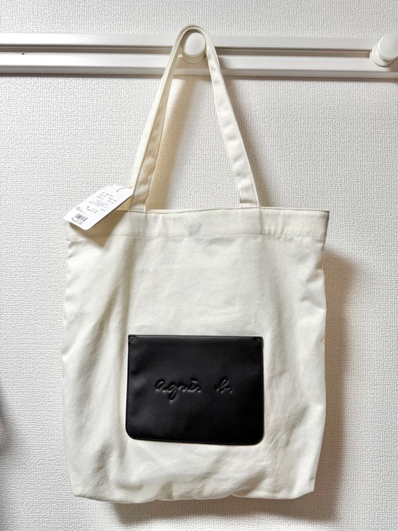 agnes b. トートバッグ　アイボリー/ブラック