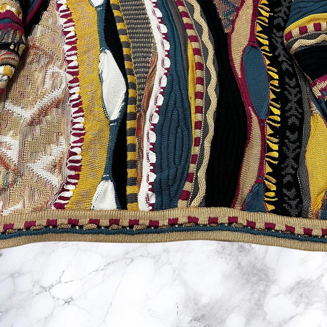 TUNDRA ツンドラ 3Dニット セーター 立体 総柄 マルチカラー L