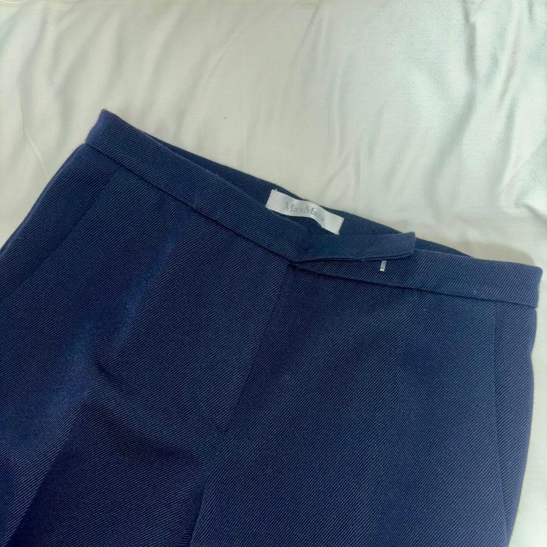 【美品】マックスマーラ ツイル生地 セットアップ 紺 L相当 ジャケット パンツ