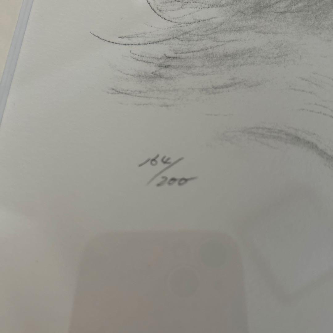 猫の鉛筆画 八代亜紀作 木製フレーム付き