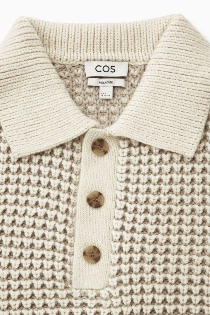 Y*U様 【COS】TWO-TONE WAFFLE-KNIT POLO SHIR