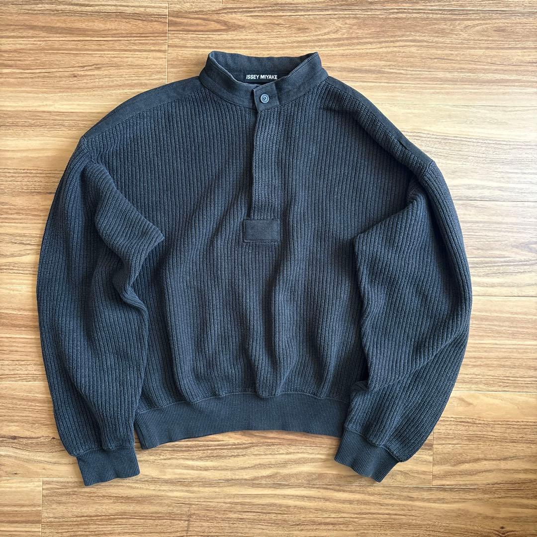 日本製 ISSEY MIYAKE コットン リブニット 無地　短丈　ビンテージ