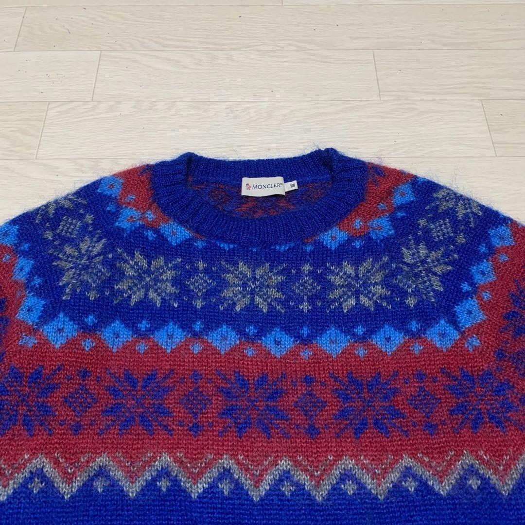 希少★ モンクレール　フェアアイル柄　ニットセーター ブルー　青　5P31