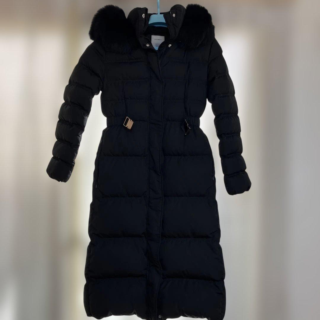 リアルファー ベルト付き ロングダウンコート