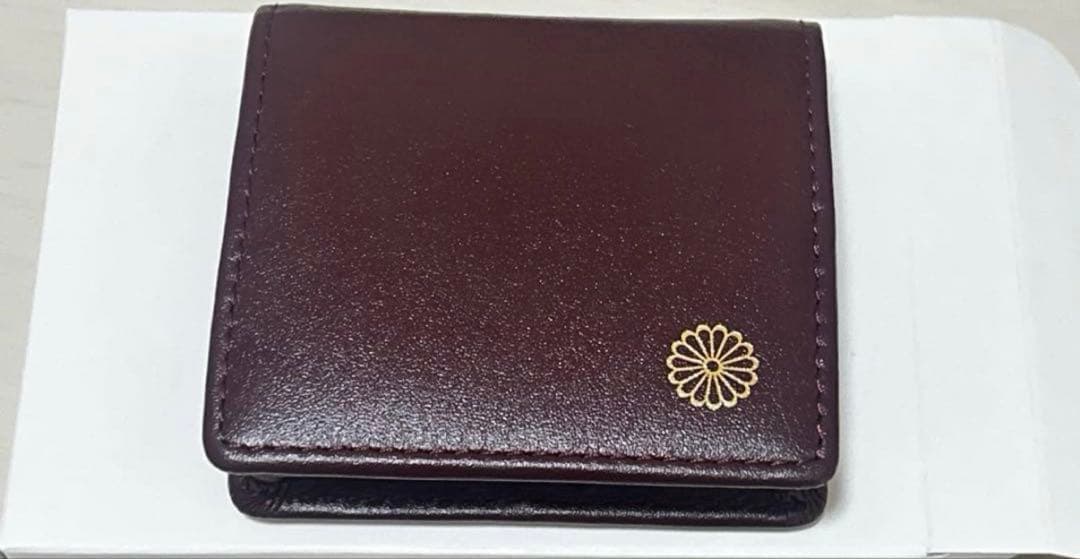 皇居 マチ付き小銭入れ バーガンディ 牛本革