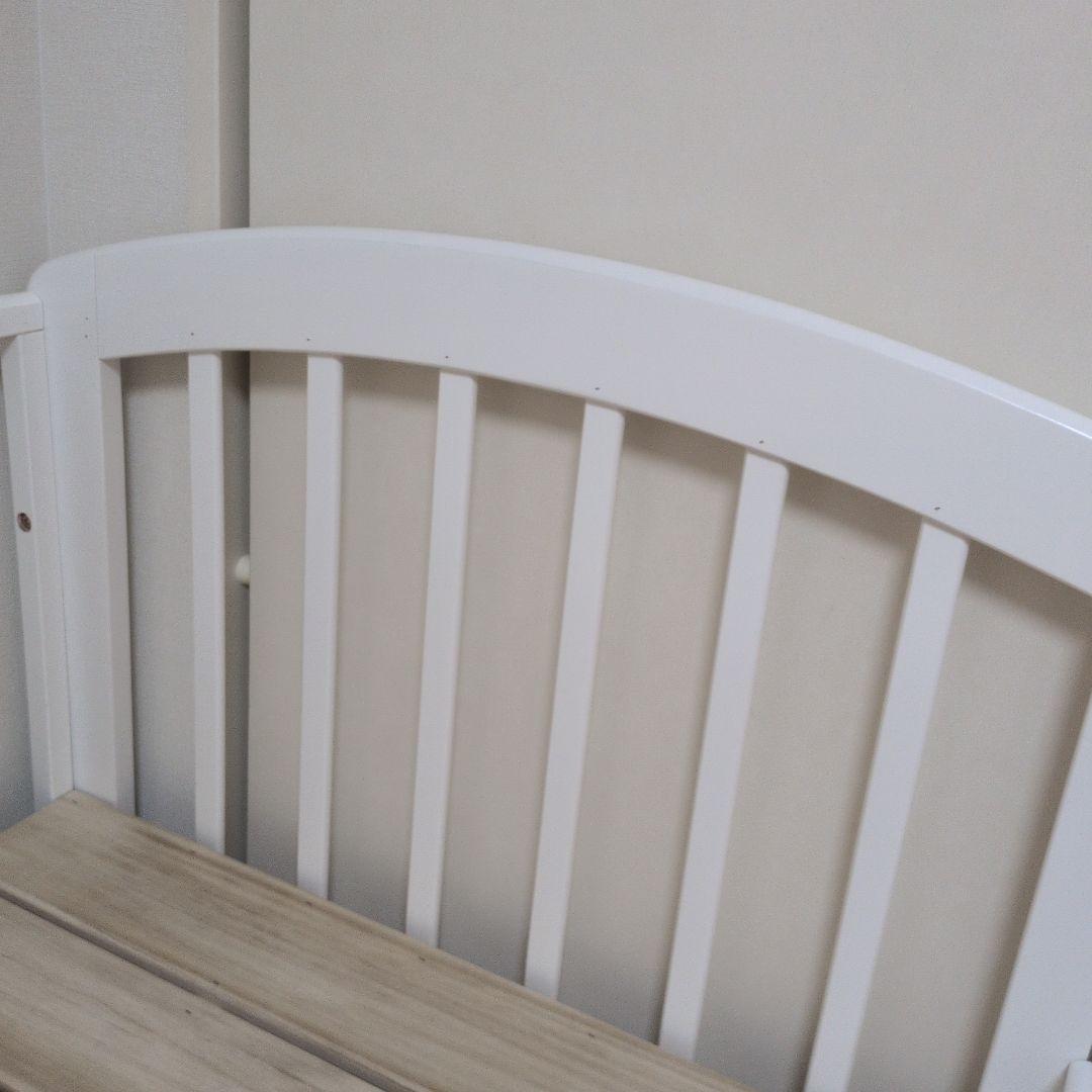 美品　KATOJI　ハイポジションベビーベット　木製ホワイトオープンベッド