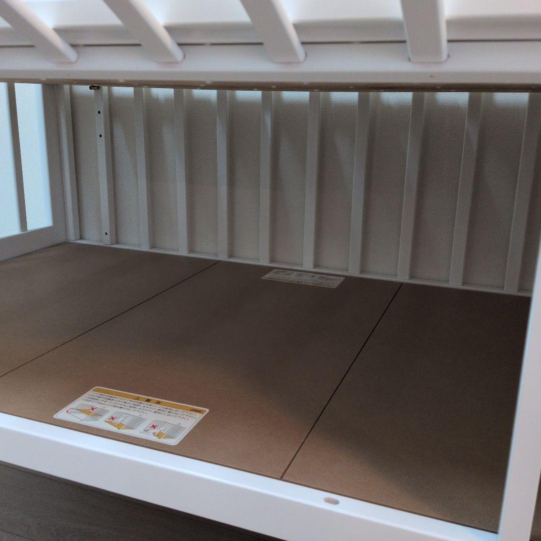 美品　KATOJI　ハイポジションベビーベット　木製ホワイトオープンベッド