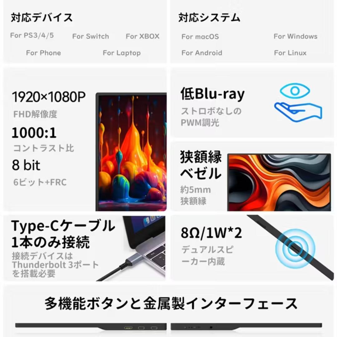 ★新品未開封★モバイルモニター 15.6インチ フルHD IPS 非光沢 HDR