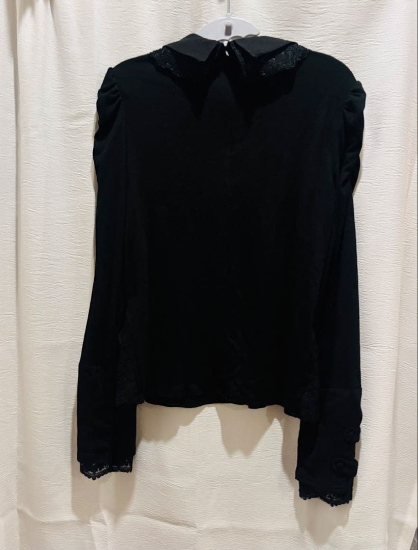 おすましレース襟トップス　ディムモアール　ブラック　Lサイズ