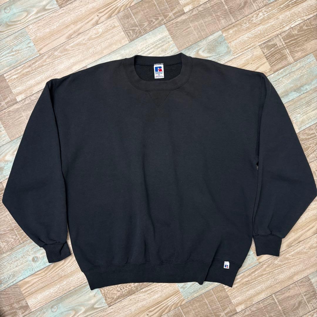 USA製 ラッセル スウェット ブラック 無地 ブランク XXL 前V