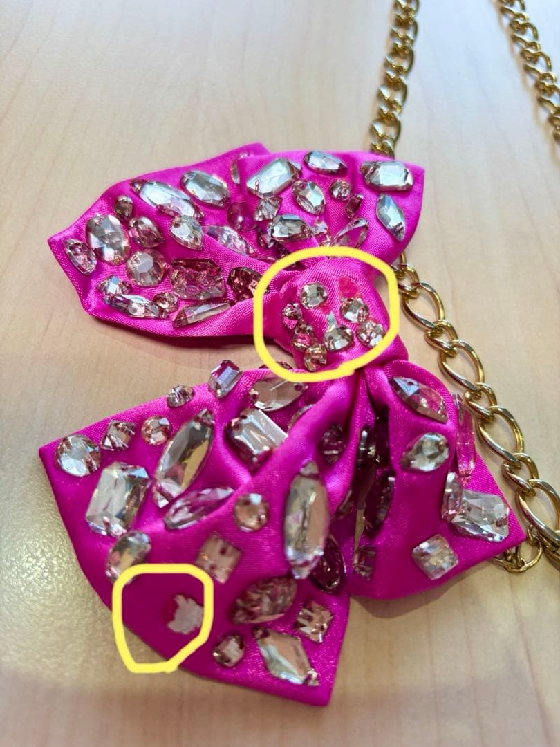 MARSキラキラビジュー付きピンクリボンチェーンベルトY2k平成女児