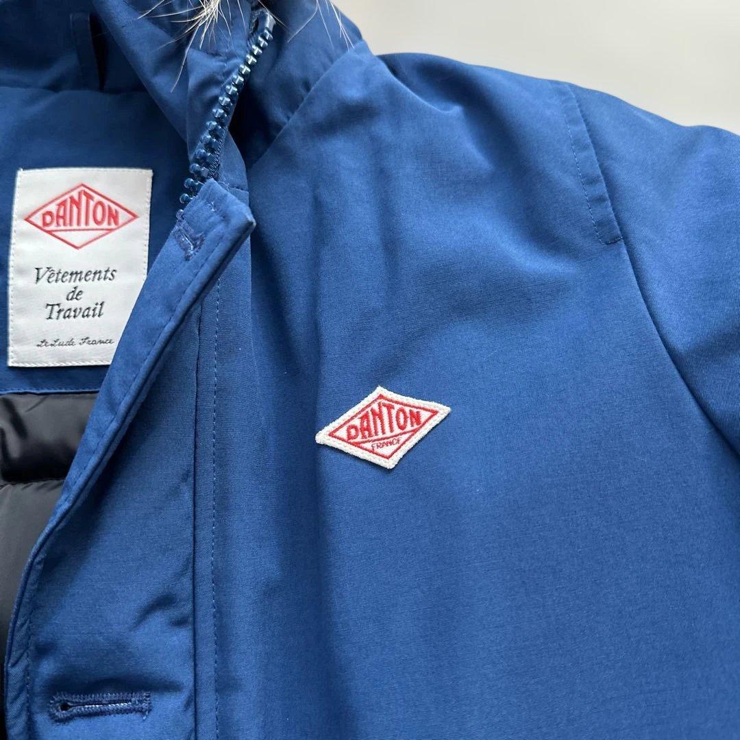 DANTON ダウンジャケット 青 ファー付き