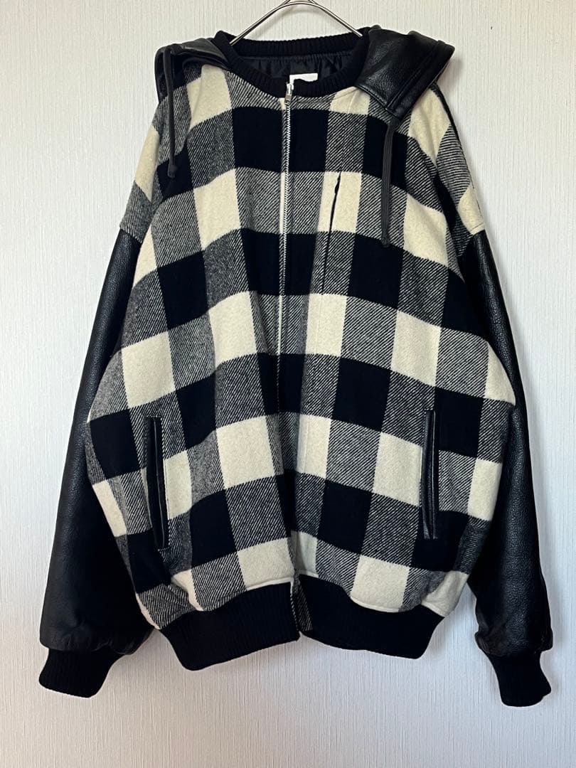 希少 美品 REVOLVER ウール レザー オーバーサイズ ジャケット XL