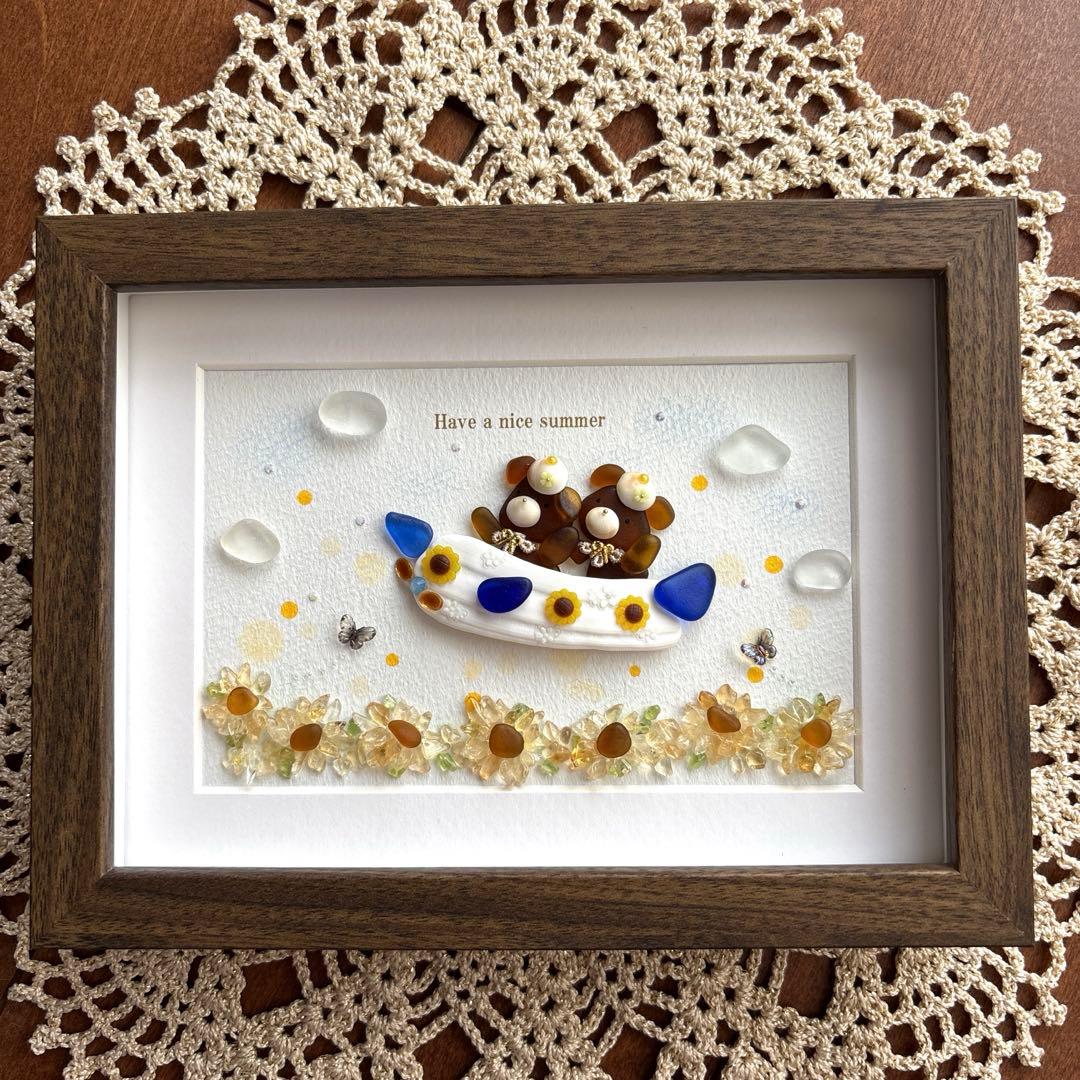 シーグラスアート❁仲良しうさちゃんのお正月アレンジメント❁