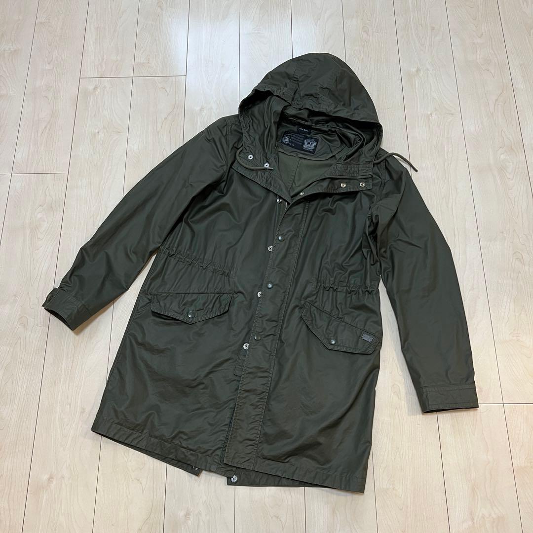 【DIESEL】フーデッドコート L カーキ オリーブ コットン100%