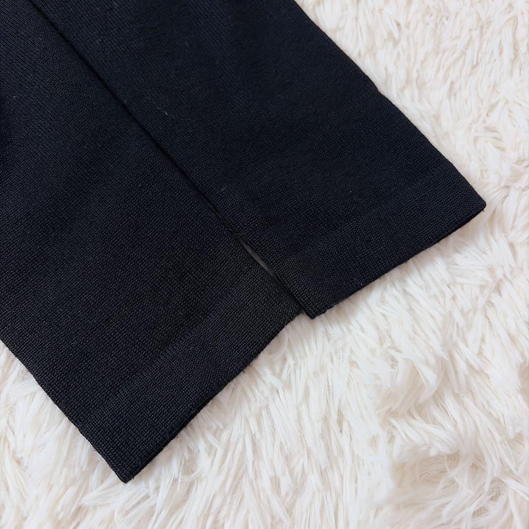 【美品】ルネ カシミヤ混 リブニット フレア ドッキングワンピース ブラック