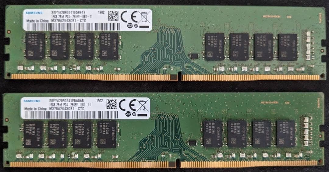Samsung DDR4 16GB×2 32GB 動作確認済