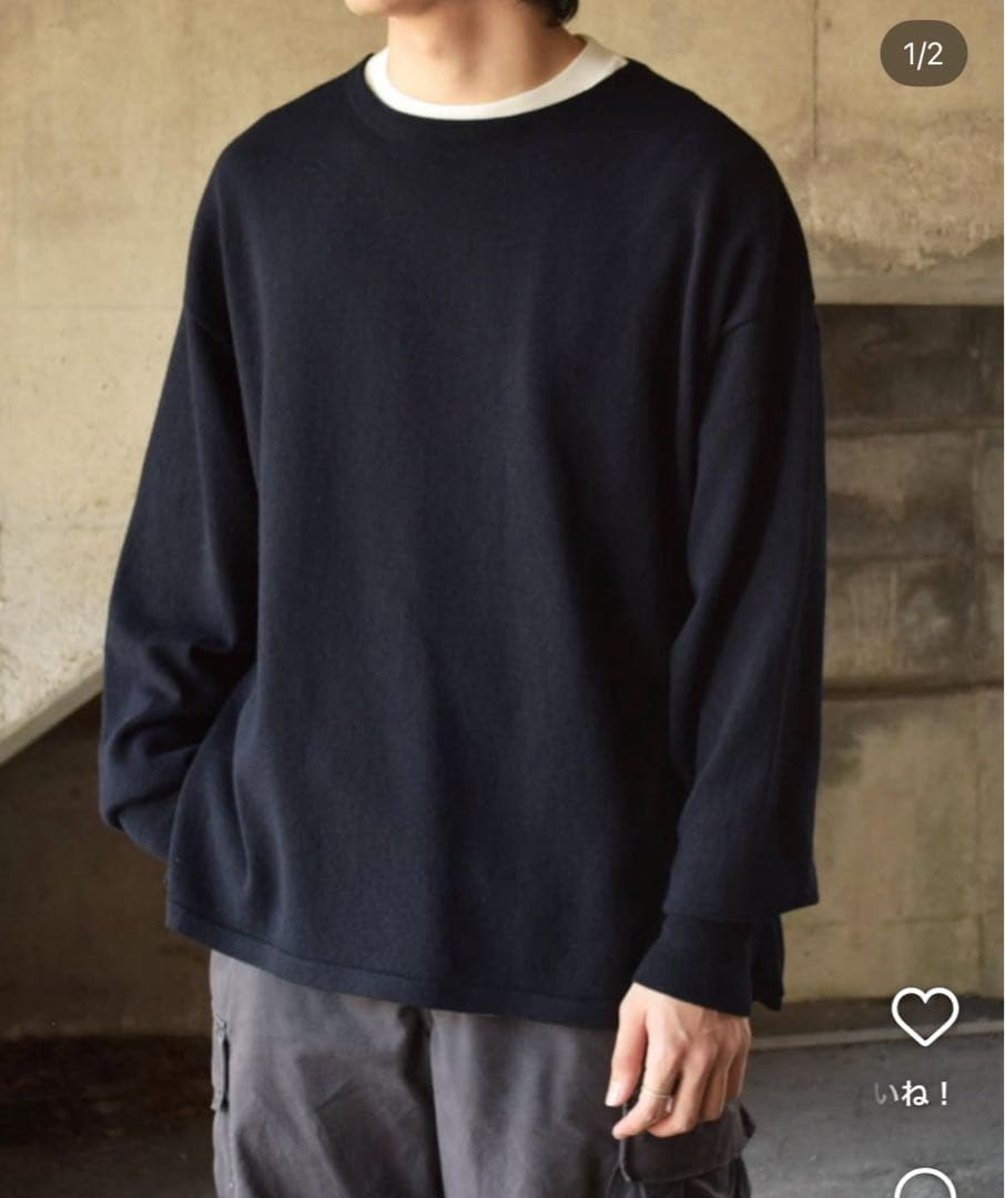 美品 COMOLI 25SS ウール和紙コモリニットsizeフリー