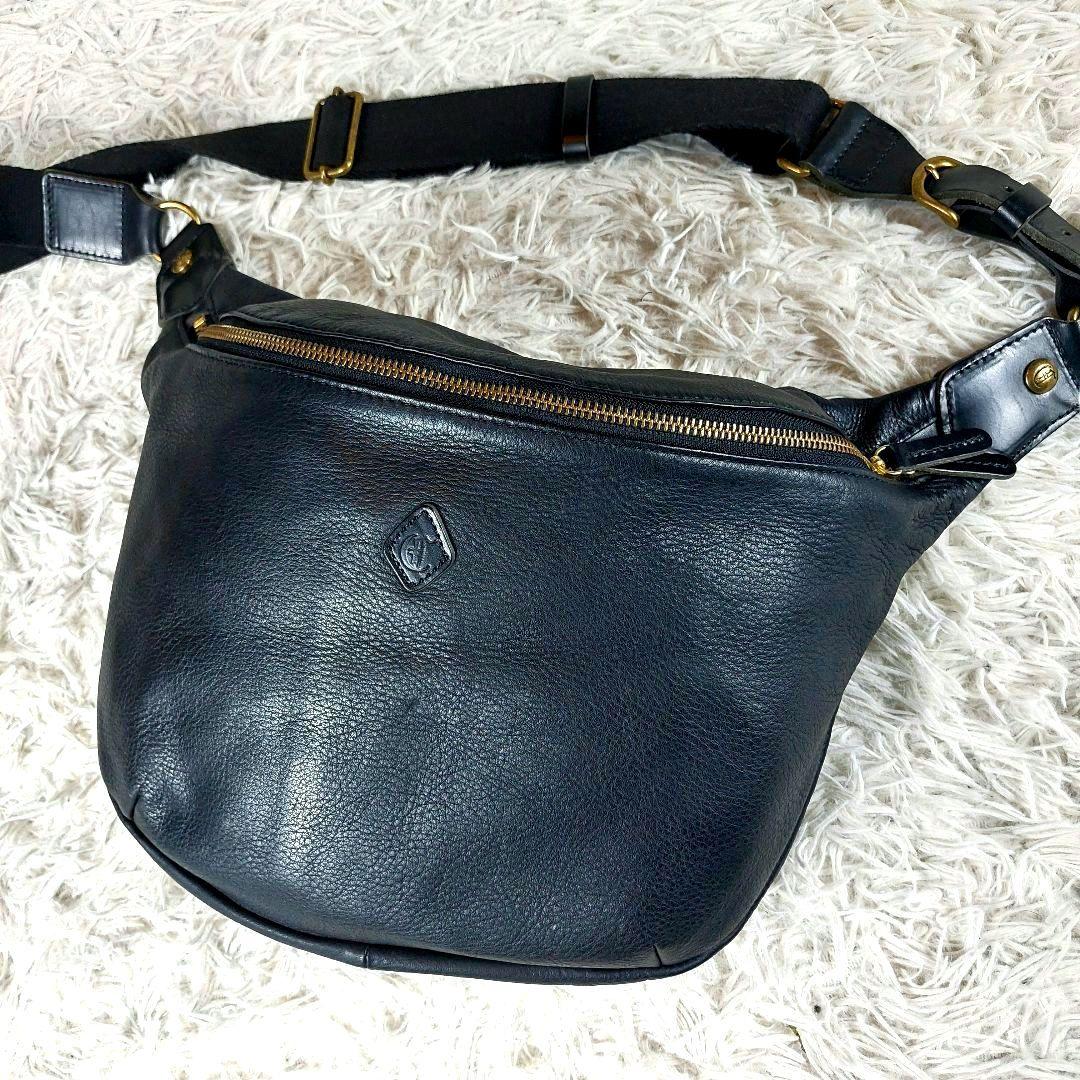 極美品 CLEDRAN シボ革 オールレザーバイカラー ショルダーボディバッグ