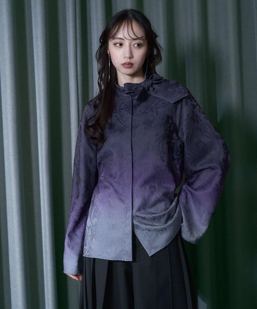 グラデーションジャガードボウタイシャツ HARE パープル