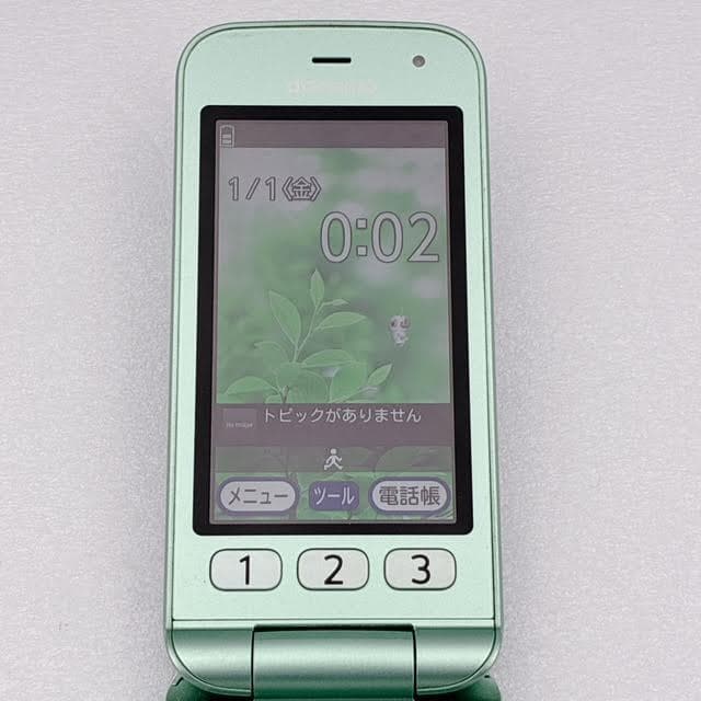 【良品】docomo らくらくホン 8GB ミントグリーン フィーチャーフォン