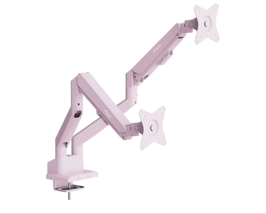 512602 Pixio PS1D モニターアーム デュアル パステルピンク