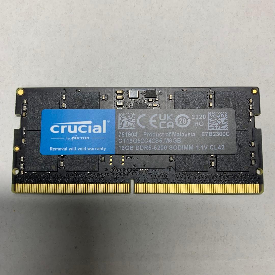 w*7様 crucial 16GB DDR5-5200 SODIMM メモリー
