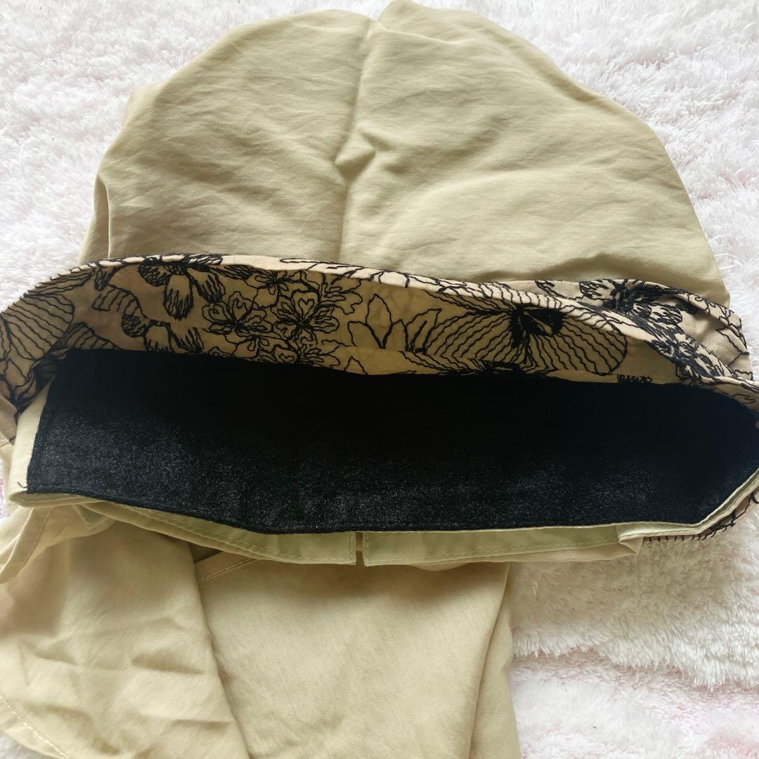 今だけお値下げ中⭐︎BAREN花柄刺繍スカーフハット　ベージュ/黒　Mサイズ完売品