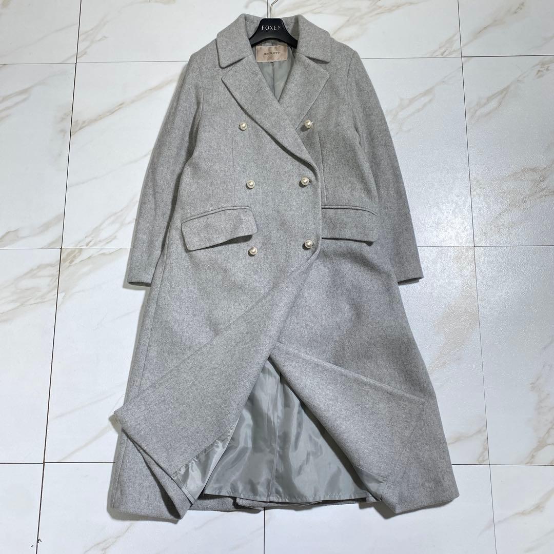 完売品♡ジャスグリッティ ウール パールボタンチェスターコート バックベルト