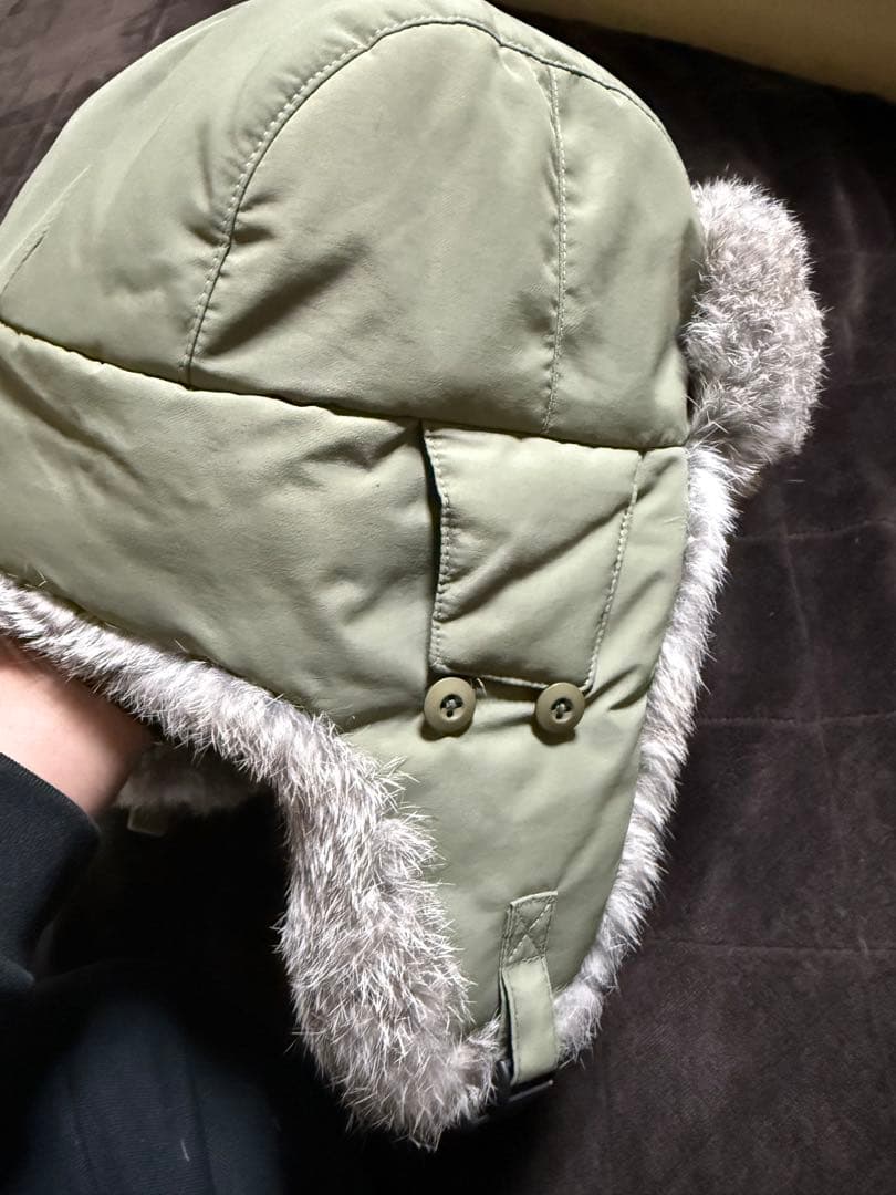 本物 ラビットファー フライトキャップ ビンテージ カーキ COMHATS 米軍