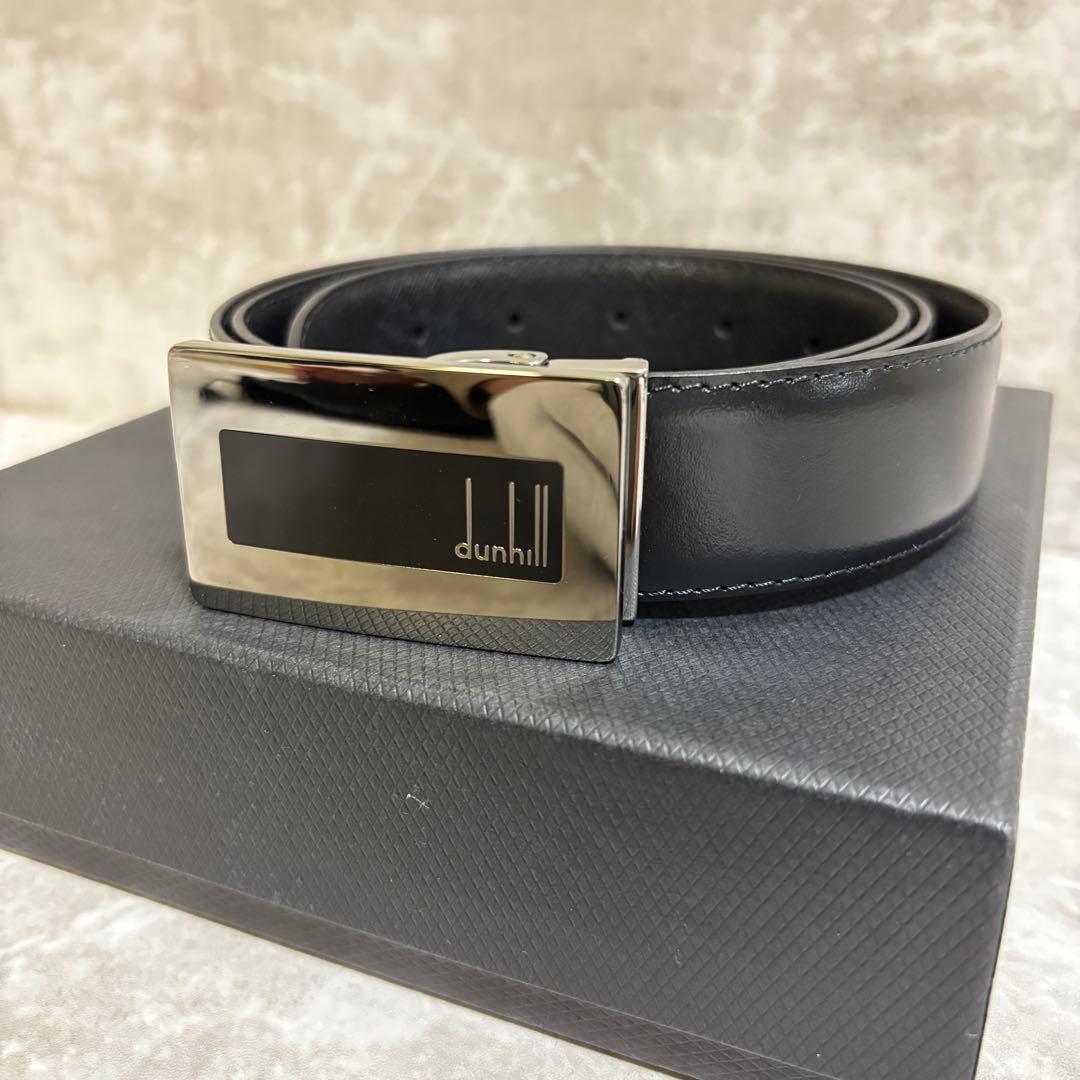 H241 未使用級✨ dunhill ダンヒル　レザー　ベルト　メンズ　ブラック