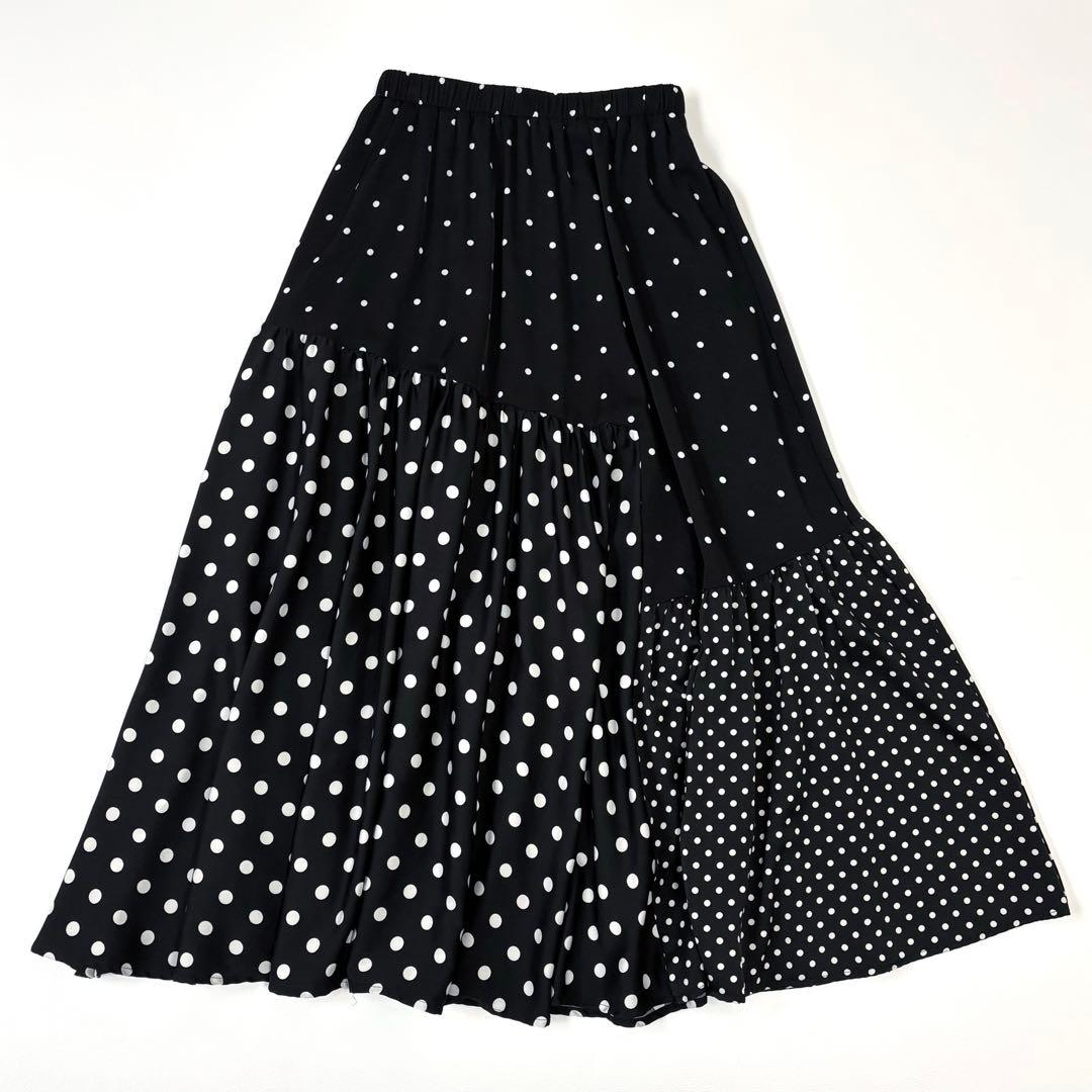 BEARDSLEY ビアズリー ドットパッチワークロングスカート