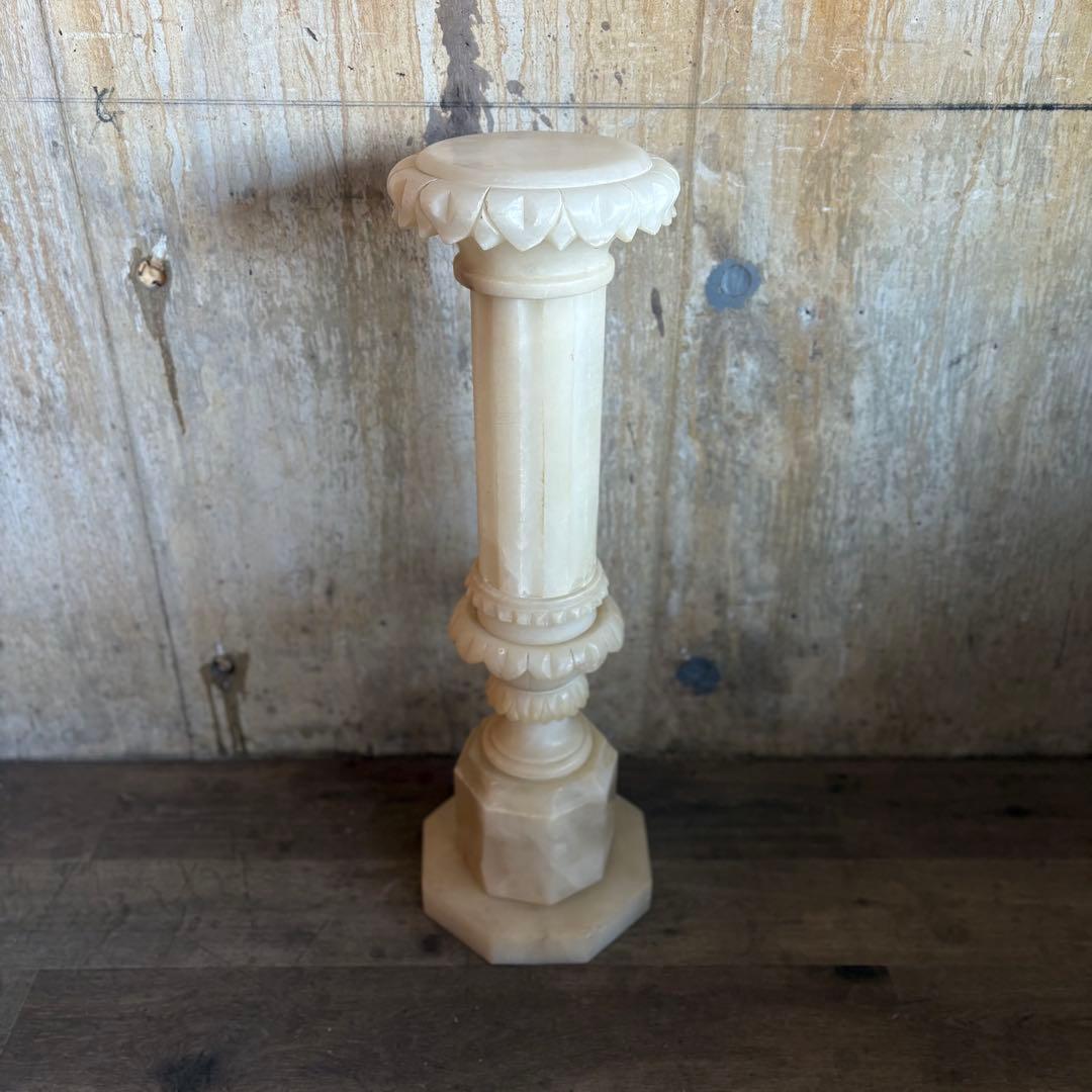 大理石　花台　コラムポール　ペデスタル　ホワイトマーブル