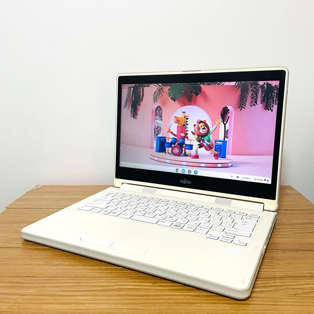 富士通ホワイトノートパソコン&タッチパネルタブレットSSD 動画オフィス