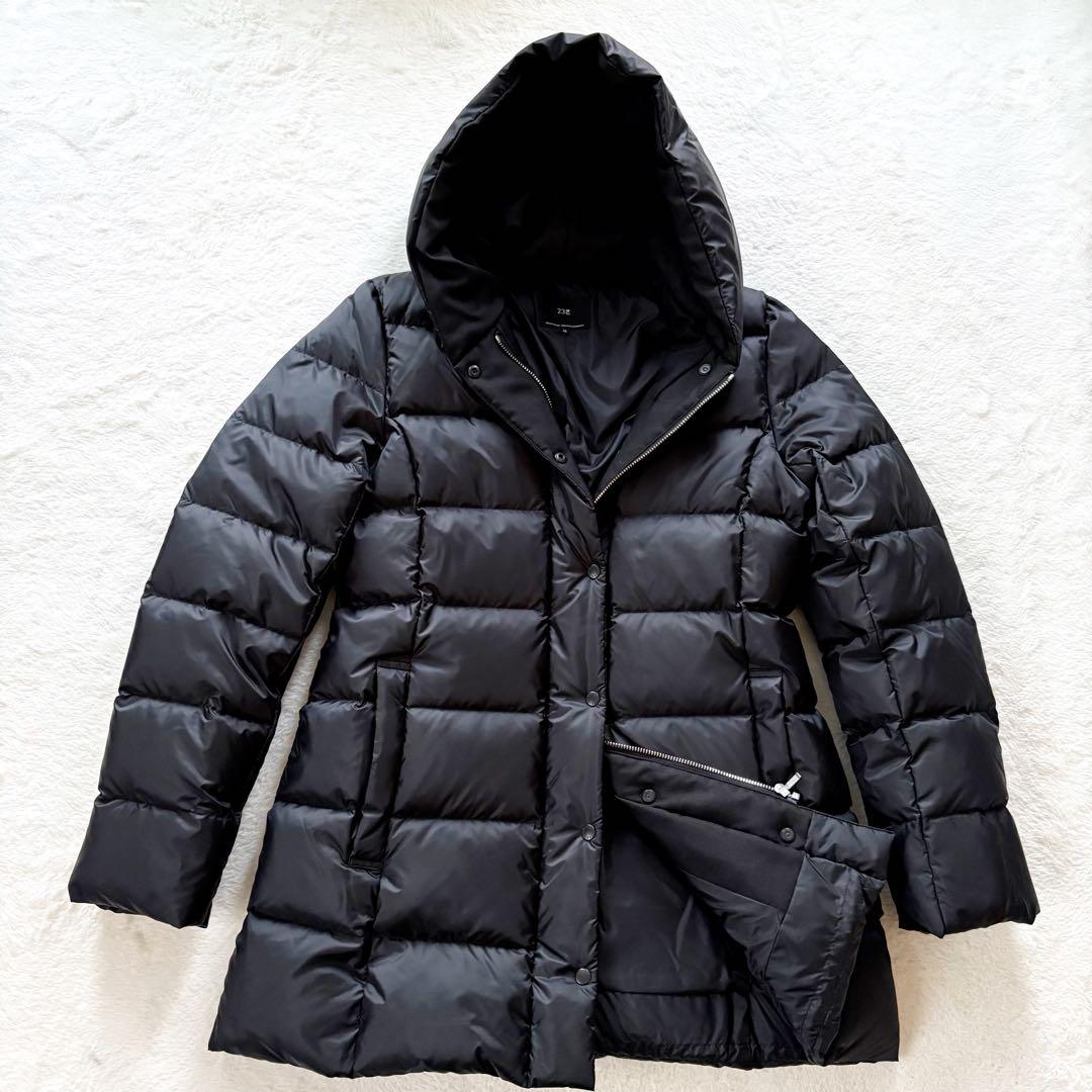 極美品　23区シレータフタ ミドル丈 ダウンコート　M 38 黒　洗える