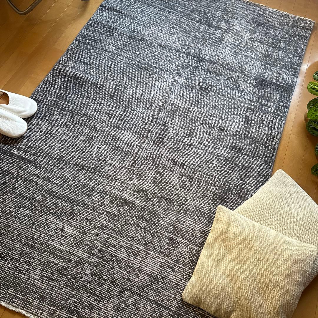 111×182 グレイワンカラーラグ　擦れシャビーシック　トルコヴィンテージラグ