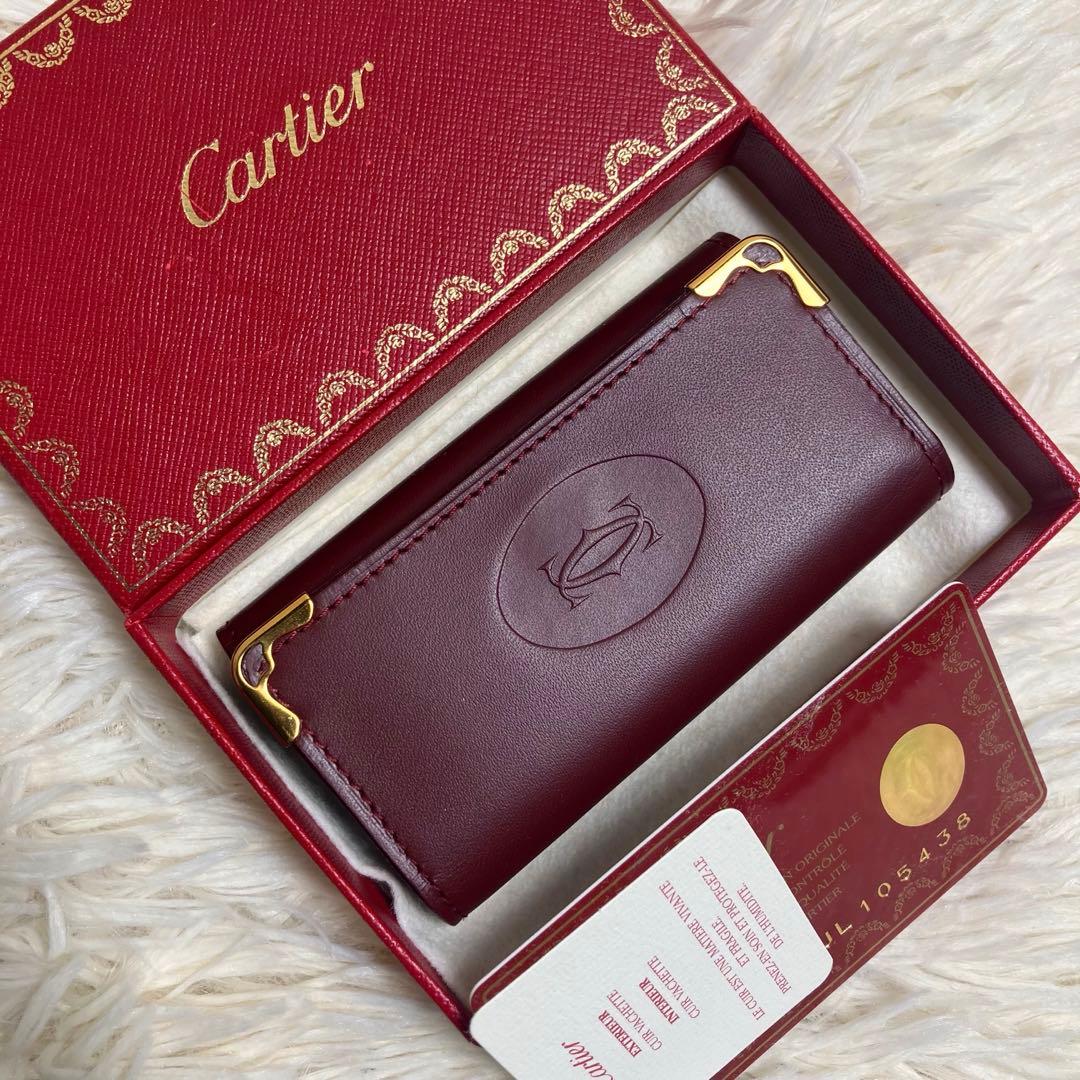 【未使用】 カルティエ キーケース マストライン ボルドー