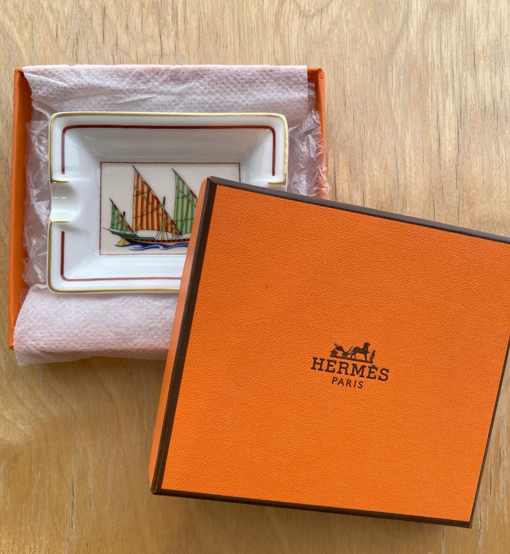 <新品>HERMES アッシュトレイ 帆船デザイン 灰皿 BOX付き