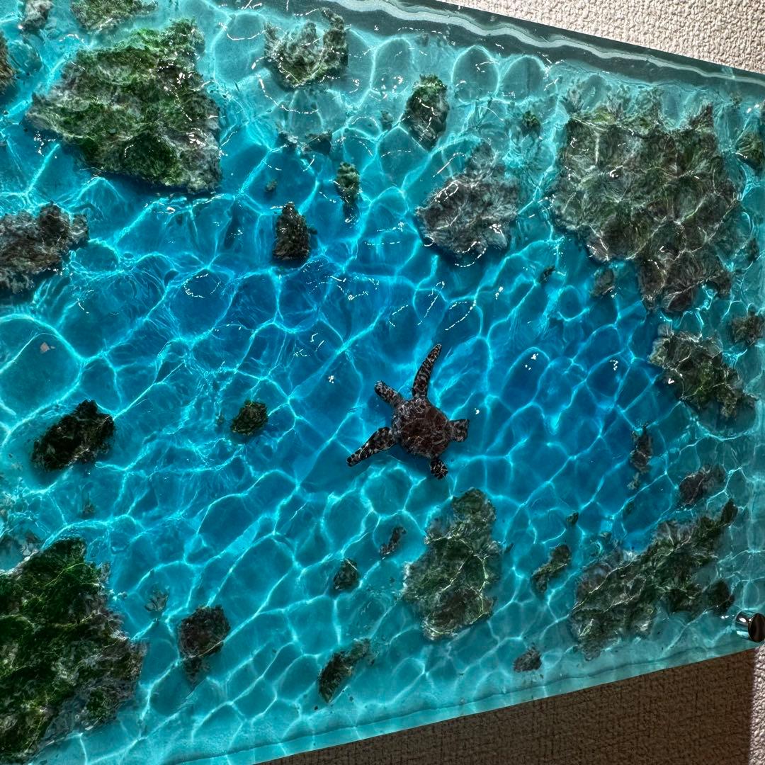 レジンアート オーシャンアート ウミガメ ホヌ 海 レジン アートパネル 壁掛