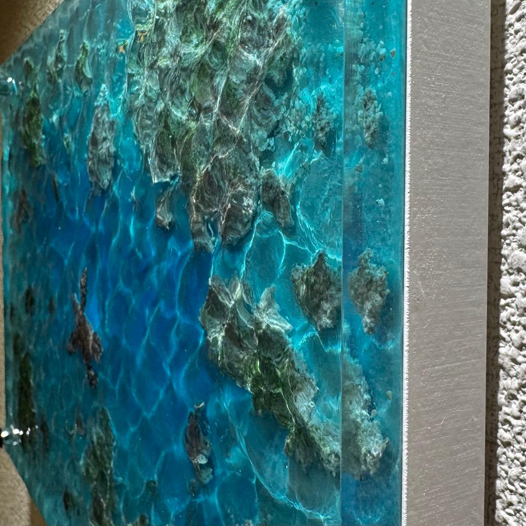 レジンアート オーシャンアート ウミガメ ホヌ 海 レジン アートパネル 壁掛