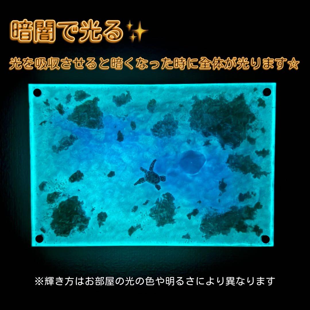 レジンアート オーシャンアート ウミガメ ホヌ 海 レジン アートパネル 壁掛
