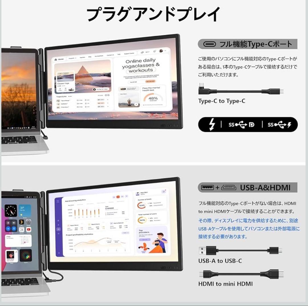 【最終価格】ノートパソコン用モニター 14インチ デュアルディスプレイ