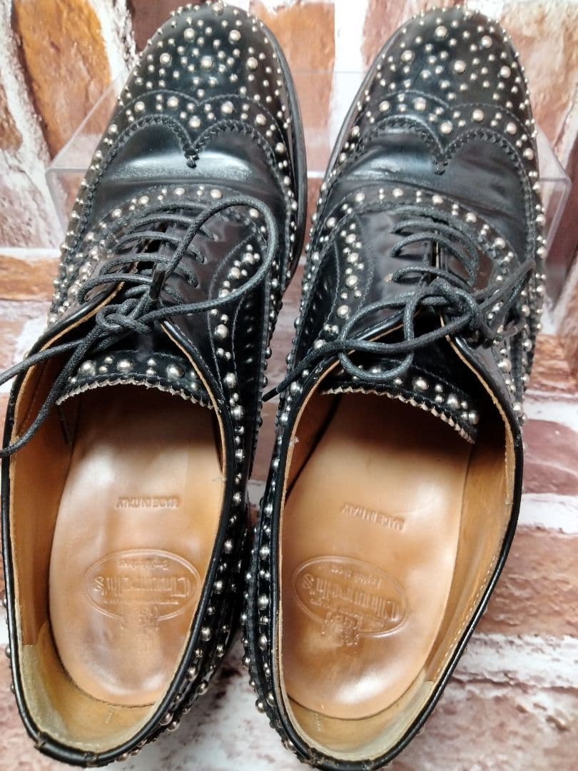 Church’s（36）スタッズ　ウィングチップ ローファー　黒 レザー