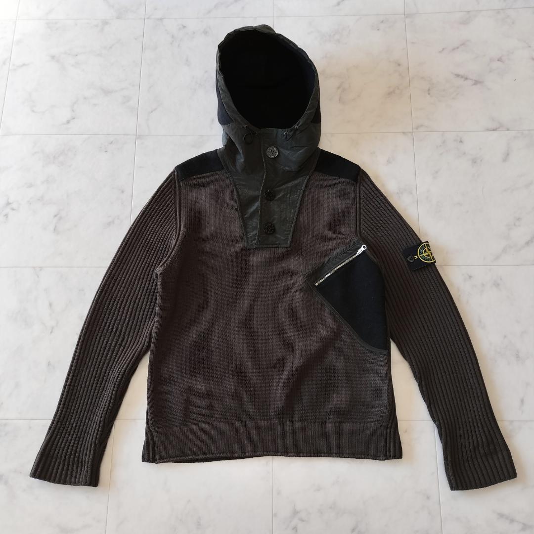 ストーンアイランド 2010AW ウール切替ニットパーカー S イタリア製