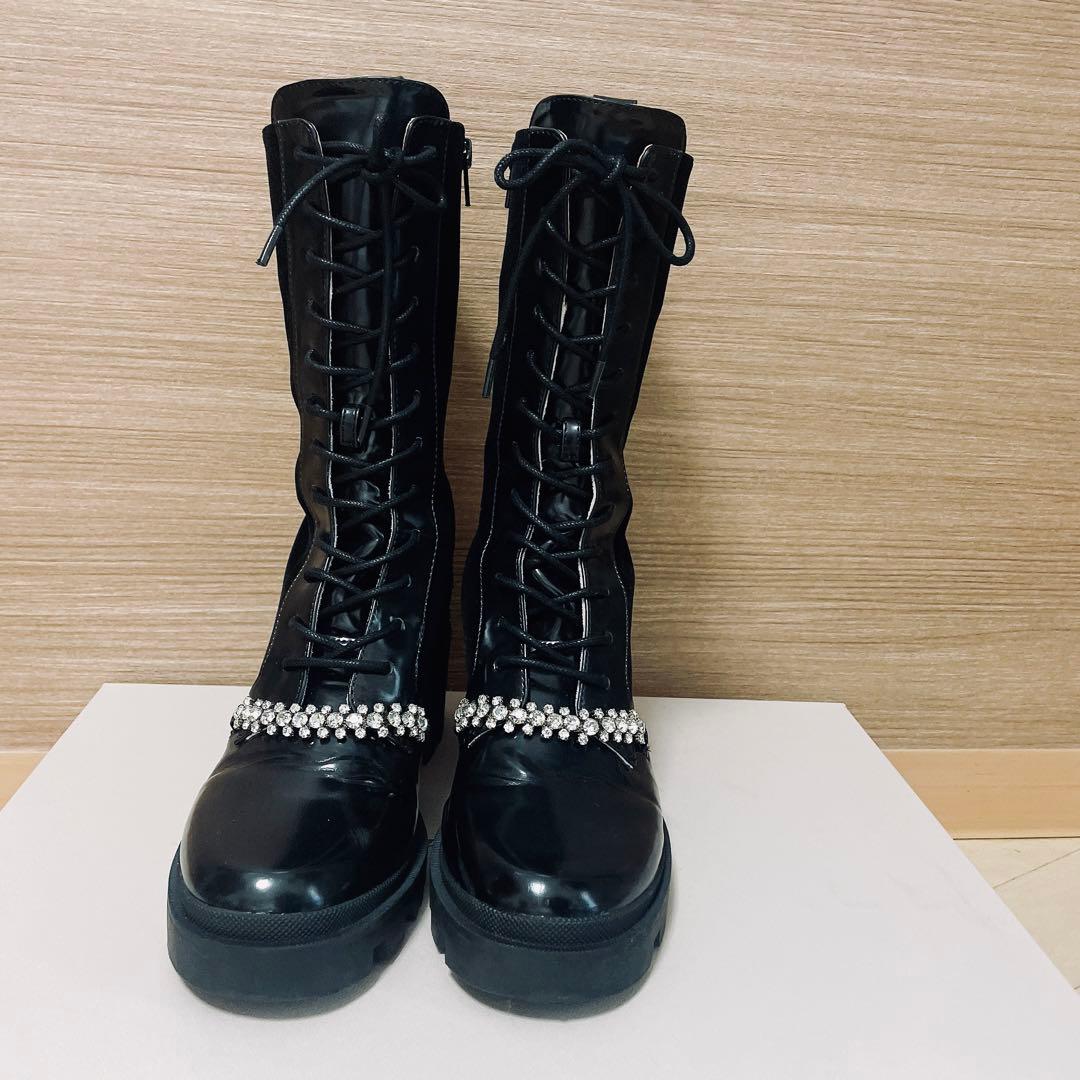 her lip to Crystal Lace-Up Ankle ブーツ