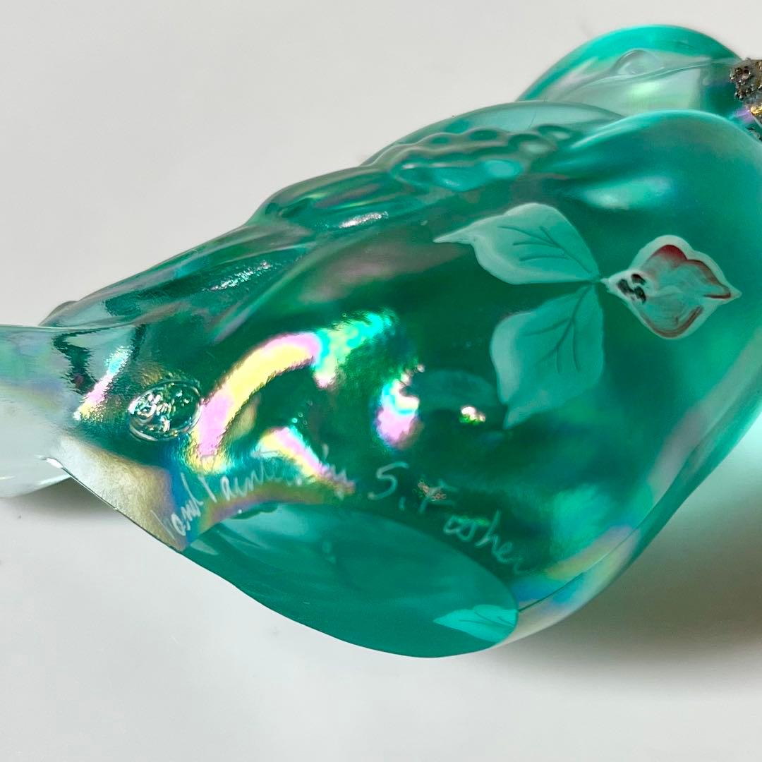 フェントン　鳥　ガラス　置物　ペーパーウェイト