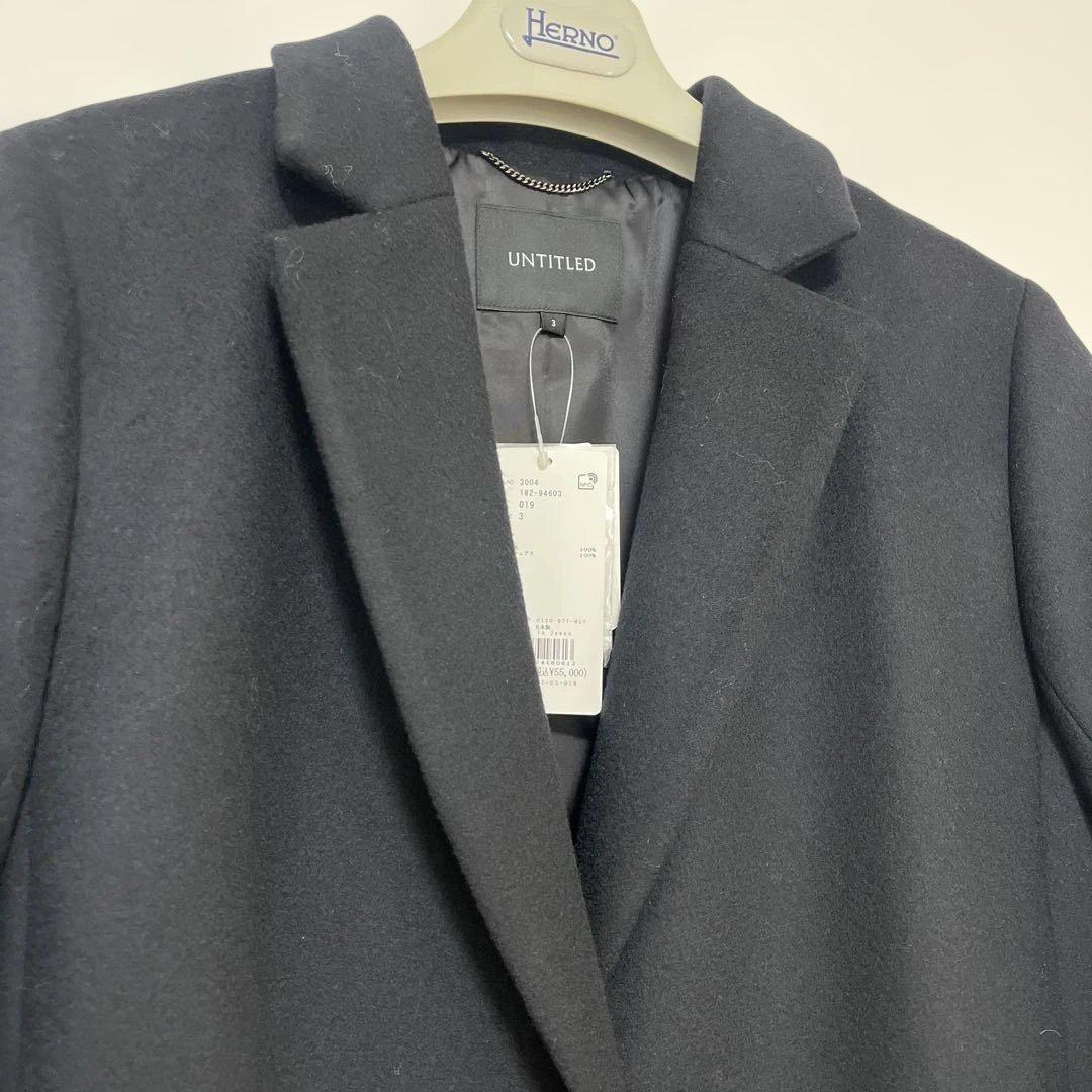 アンタイトルUNTITLED チェスターコート ブラック　黒サイズ3
