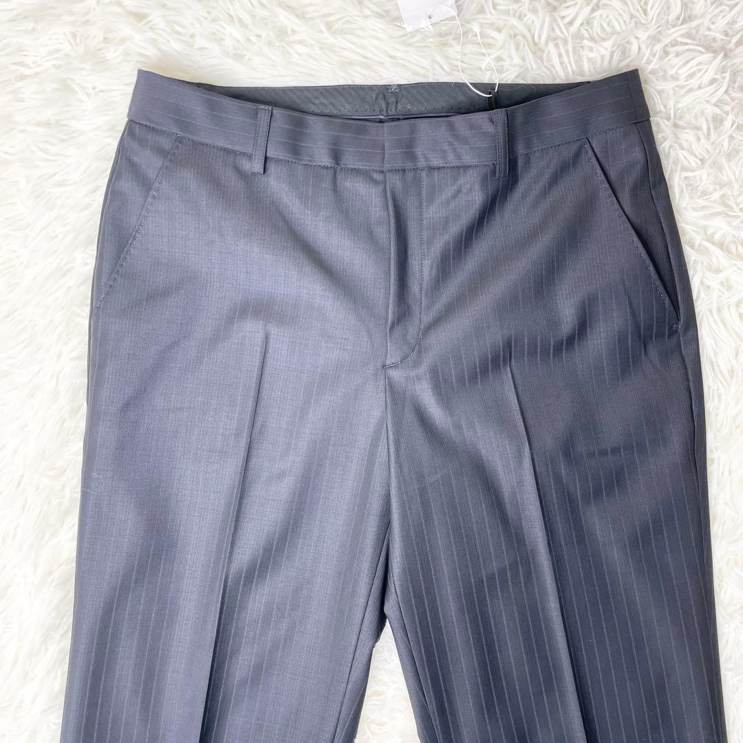 【新品】タグ付き 23区 パンツスーツ 紺ストライプ 上XL下L