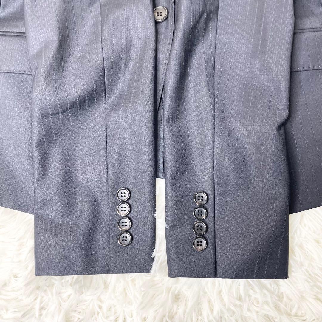 【新品】タグ付き 23区 パンツスーツ 紺ストライプ 上XL下L