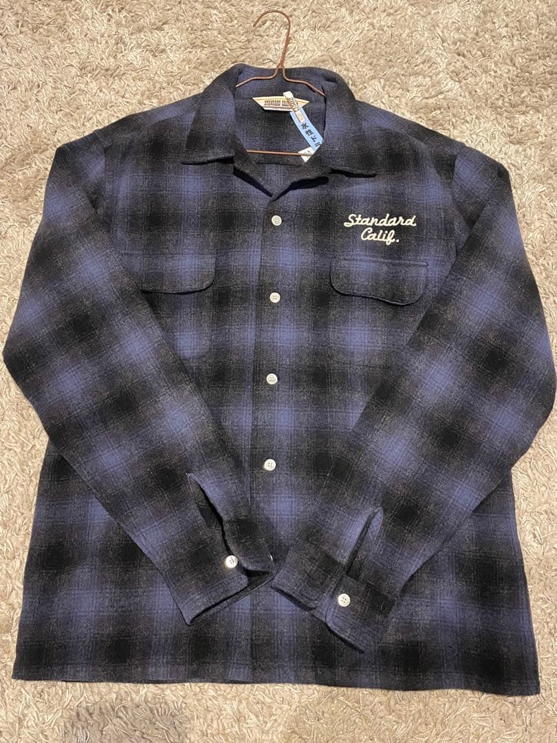 Standard California 21AW オンブレWOOL シャツブルー